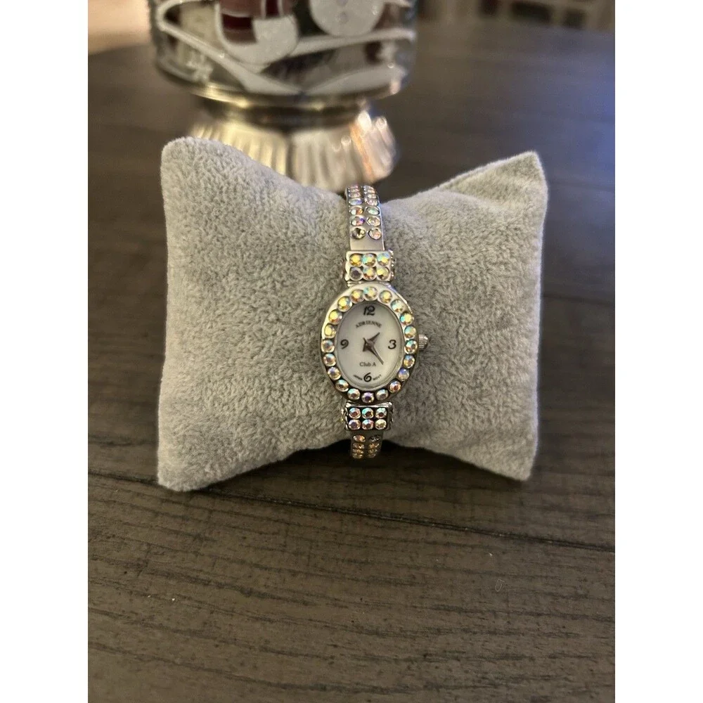 Crystal Hinged Cuff Bracelet Style Watch